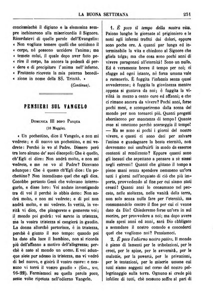 La buona settimana foglio periodico religioso popolare