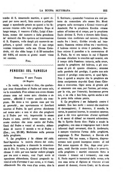 La buona settimana foglio periodico religioso popolare