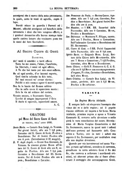 La buona settimana foglio periodico religioso popolare