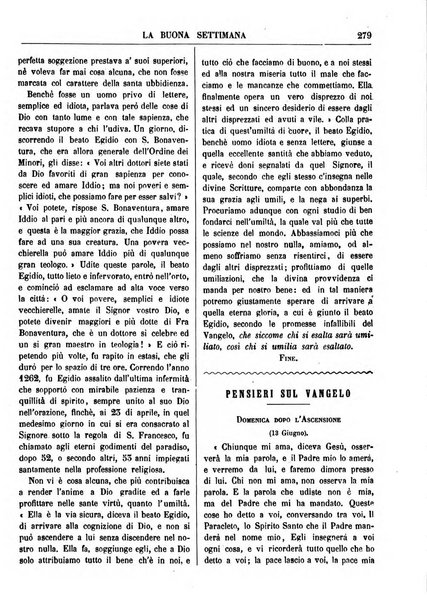 La buona settimana foglio periodico religioso popolare