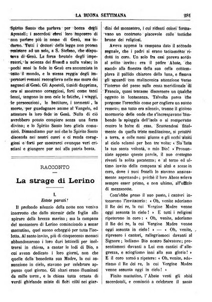 La buona settimana foglio periodico religioso popolare