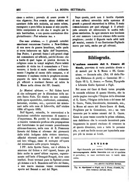 La buona settimana foglio periodico religioso popolare