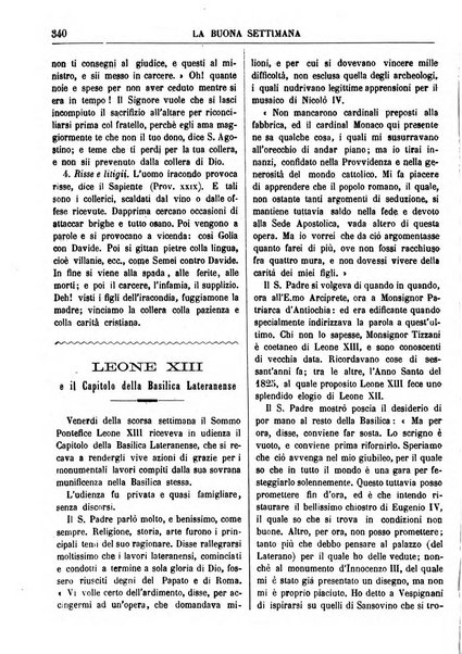 La buona settimana foglio periodico religioso popolare