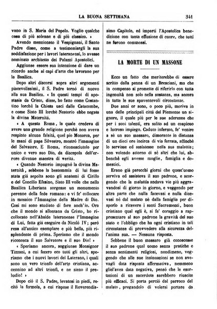 La buona settimana foglio periodico religioso popolare