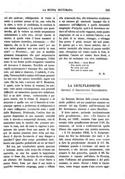 La buona settimana foglio periodico religioso popolare