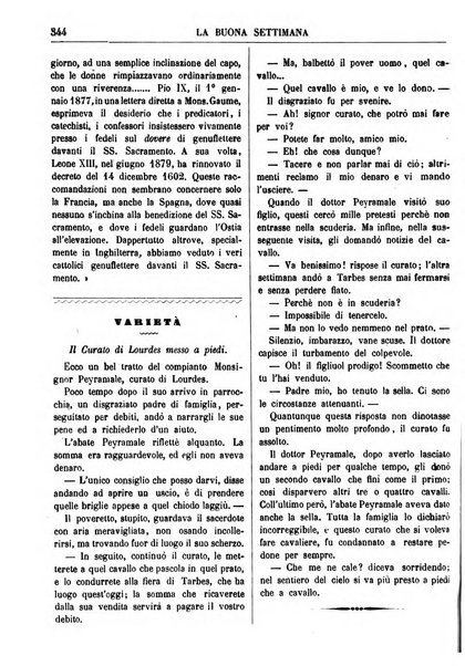 La buona settimana foglio periodico religioso popolare