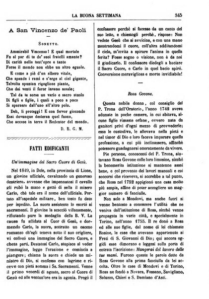 La buona settimana foglio periodico religioso popolare