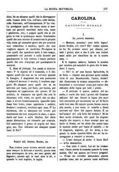 La buona settimana foglio periodico religioso popolare