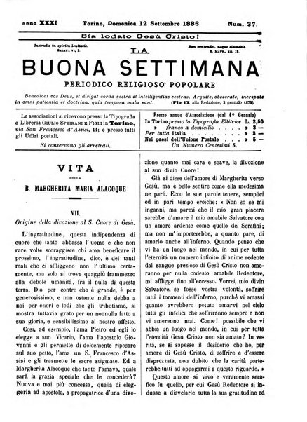 La buona settimana foglio periodico religioso popolare