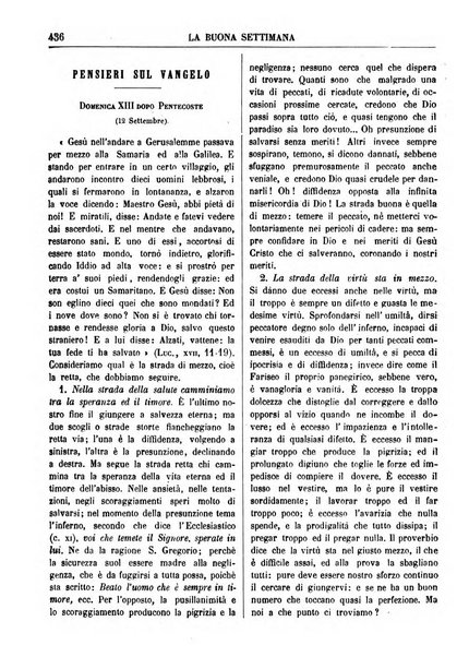 La buona settimana foglio periodico religioso popolare