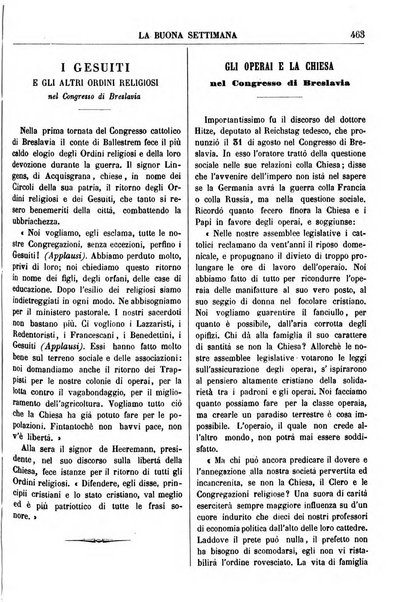 La buona settimana foglio periodico religioso popolare