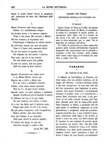 La buona settimana foglio periodico religioso popolare