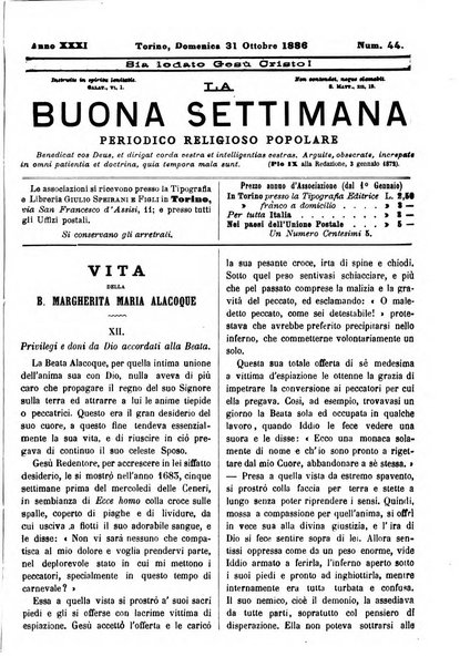 La buona settimana foglio periodico religioso popolare