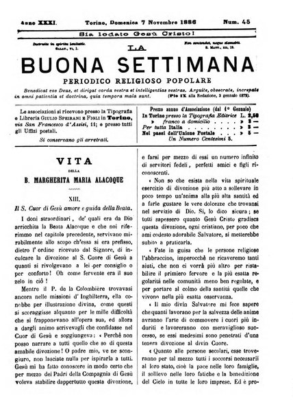 La buona settimana foglio periodico religioso popolare