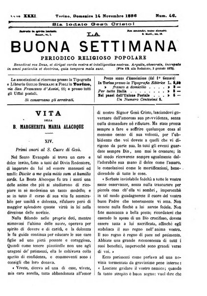 La buona settimana foglio periodico religioso popolare