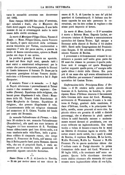 La buona settimana foglio periodico religioso popolare