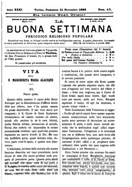 La buona settimana foglio periodico religioso popolare