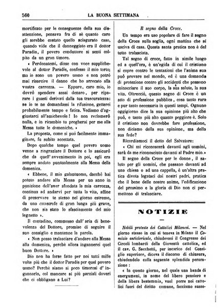 La buona settimana foglio periodico religioso popolare