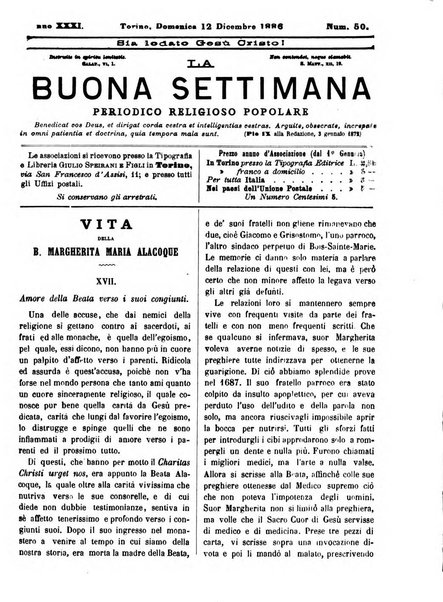 La buona settimana foglio periodico religioso popolare