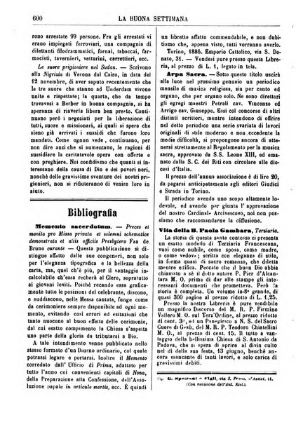 La buona settimana foglio periodico religioso popolare