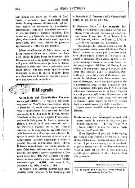 La buona settimana foglio periodico religioso popolare