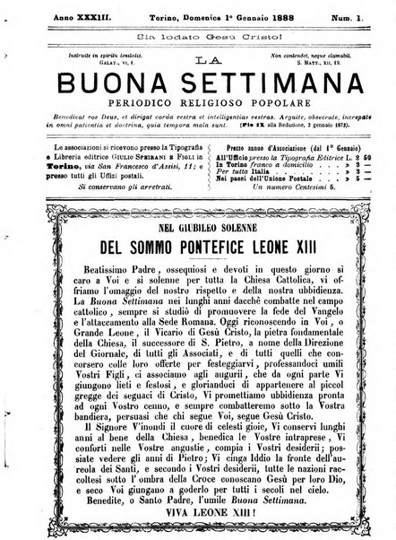 La buona settimana foglio periodico religioso popolare