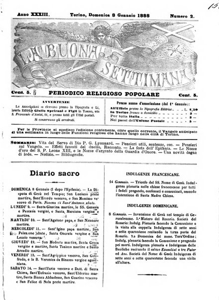 La buona settimana foglio periodico religioso popolare