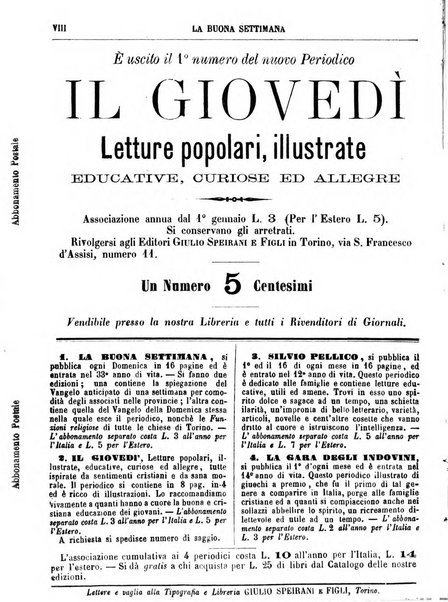 La buona settimana foglio periodico religioso popolare