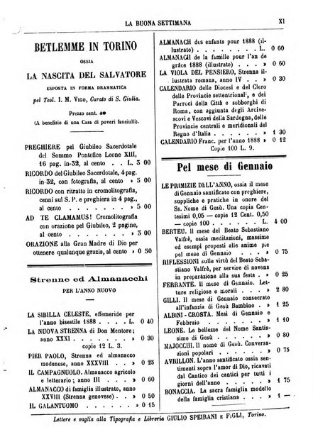 La buona settimana foglio periodico religioso popolare