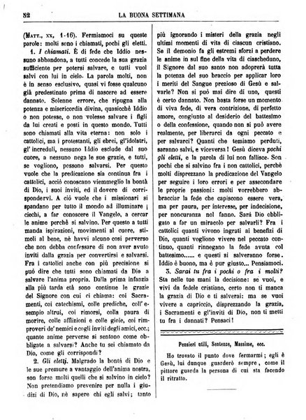 La buona settimana foglio periodico religioso popolare