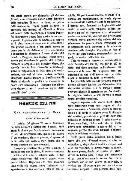 La buona settimana foglio periodico religioso popolare