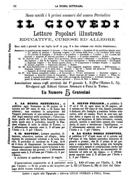 La buona settimana foglio periodico religioso popolare