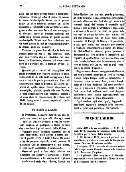 La buona settimana foglio periodico religioso popolare