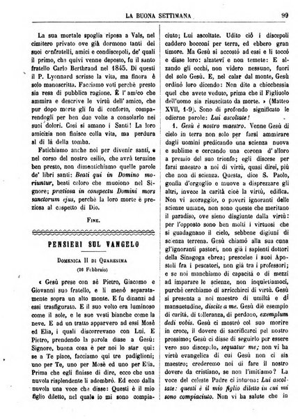 La buona settimana foglio periodico religioso popolare