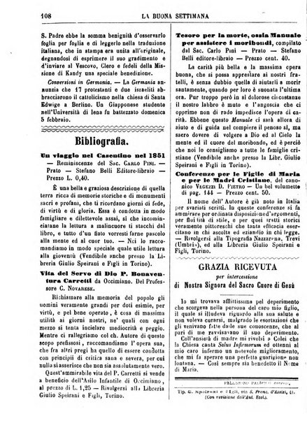 La buona settimana foglio periodico religioso popolare