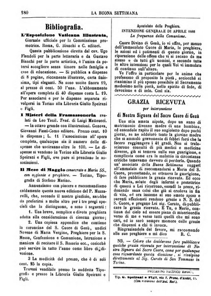 La buona settimana foglio periodico religioso popolare