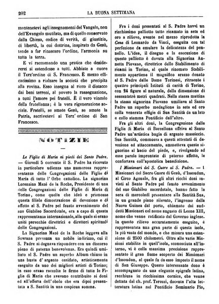 La buona settimana foglio periodico religioso popolare