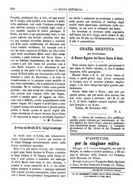 La buona settimana foglio periodico religioso popolare