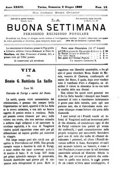 La buona settimana foglio periodico religioso popolare