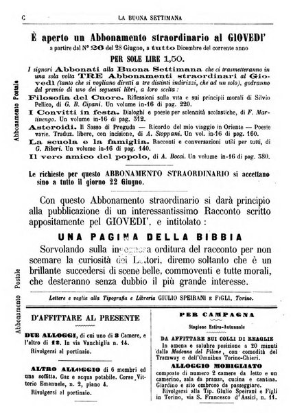 La buona settimana foglio periodico religioso popolare