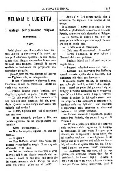 La buona settimana foglio periodico religioso popolare