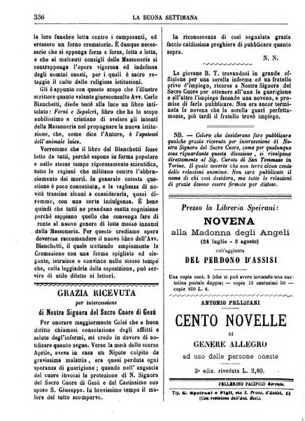 La buona settimana foglio periodico religioso popolare