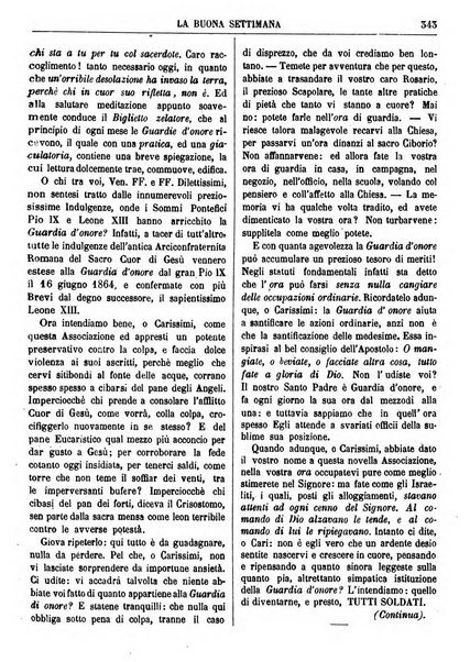 La buona settimana foglio periodico religioso popolare