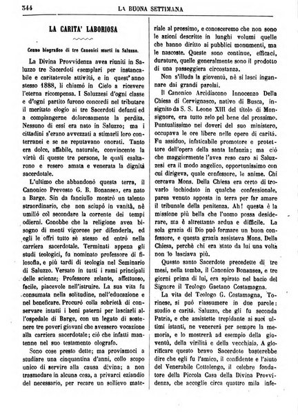 La buona settimana foglio periodico religioso popolare