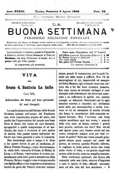 La buona settimana foglio periodico religioso popolare