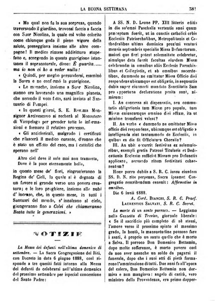 La buona settimana foglio periodico religioso popolare