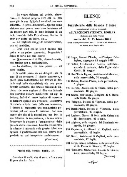 La buona settimana foglio periodico religioso popolare