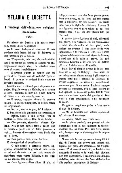 La buona settimana foglio periodico religioso popolare