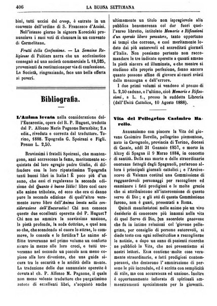 La buona settimana foglio periodico religioso popolare