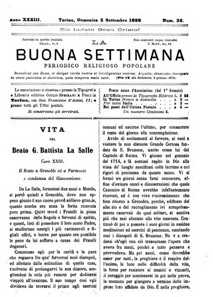 La buona settimana foglio periodico religioso popolare